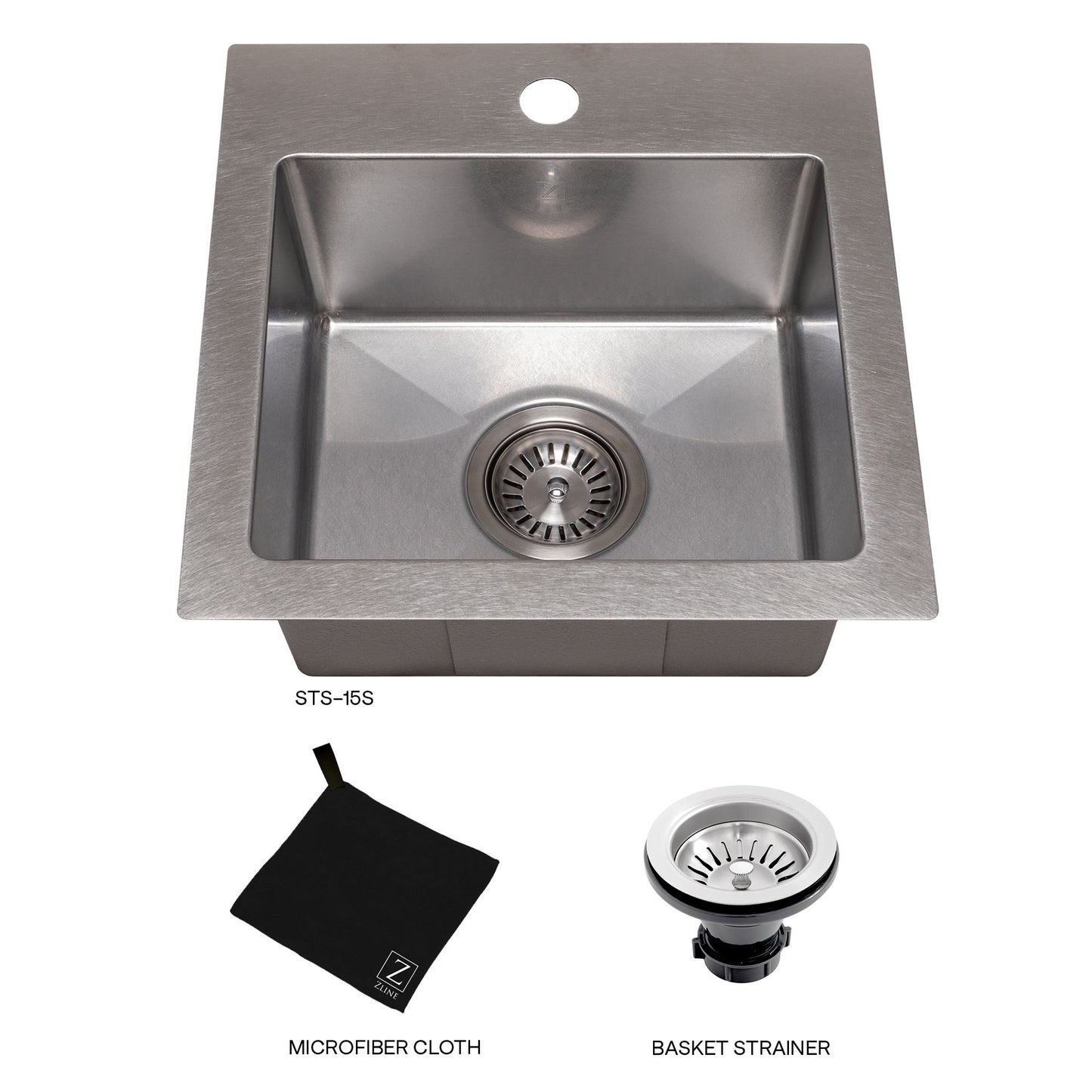 STS-15S - 15" Donner Topmount Single Bowl Satin Stainless Steel Bar Kitchen Sink