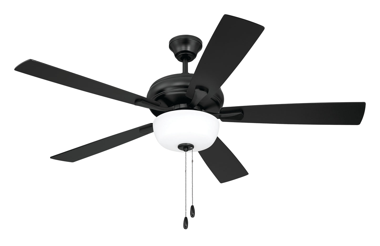 ECF211FB5-FBGW - EOS 2 Light Frosted White Bowl 52" Ceiling Fan 52" 5 Blade Ceiling Fan with Light Kit - Flat Black