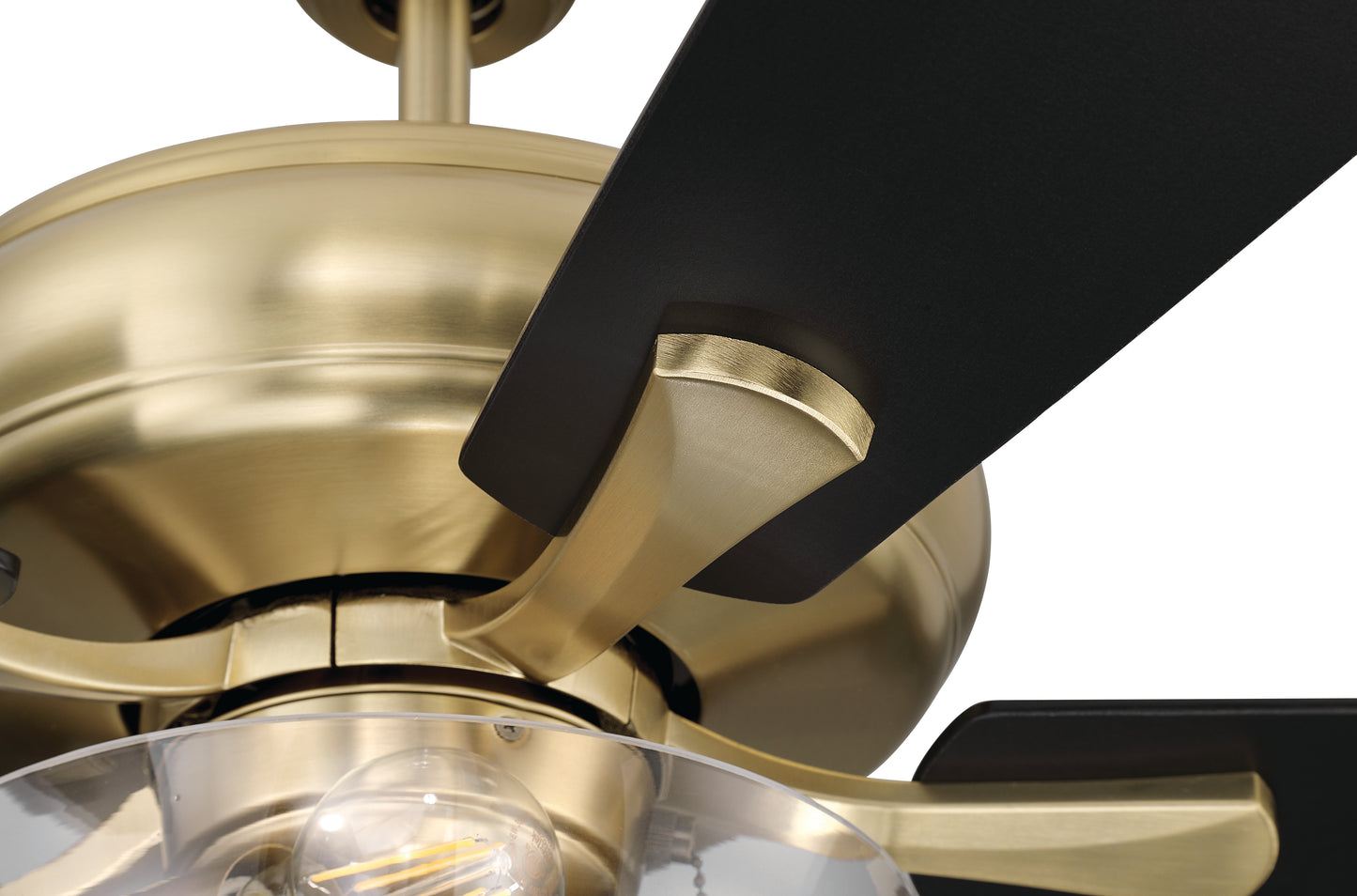 ECF201SB5-BWNFB - EOS 2 Light Clear Bowl 52" Ceiling Fan 52" 5 Blade Ceiling Fan with Light Kit - Satin Brass