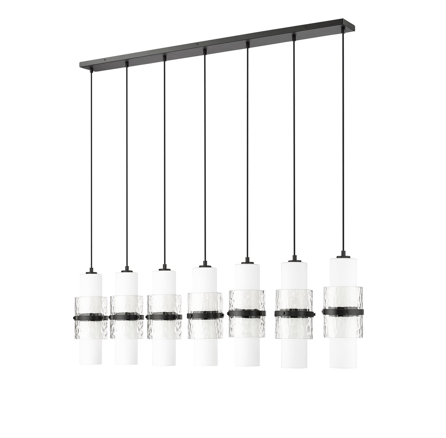 1946P-7L-MB - Cayden 7 Light Linear 54" Chandelier - Matte Black