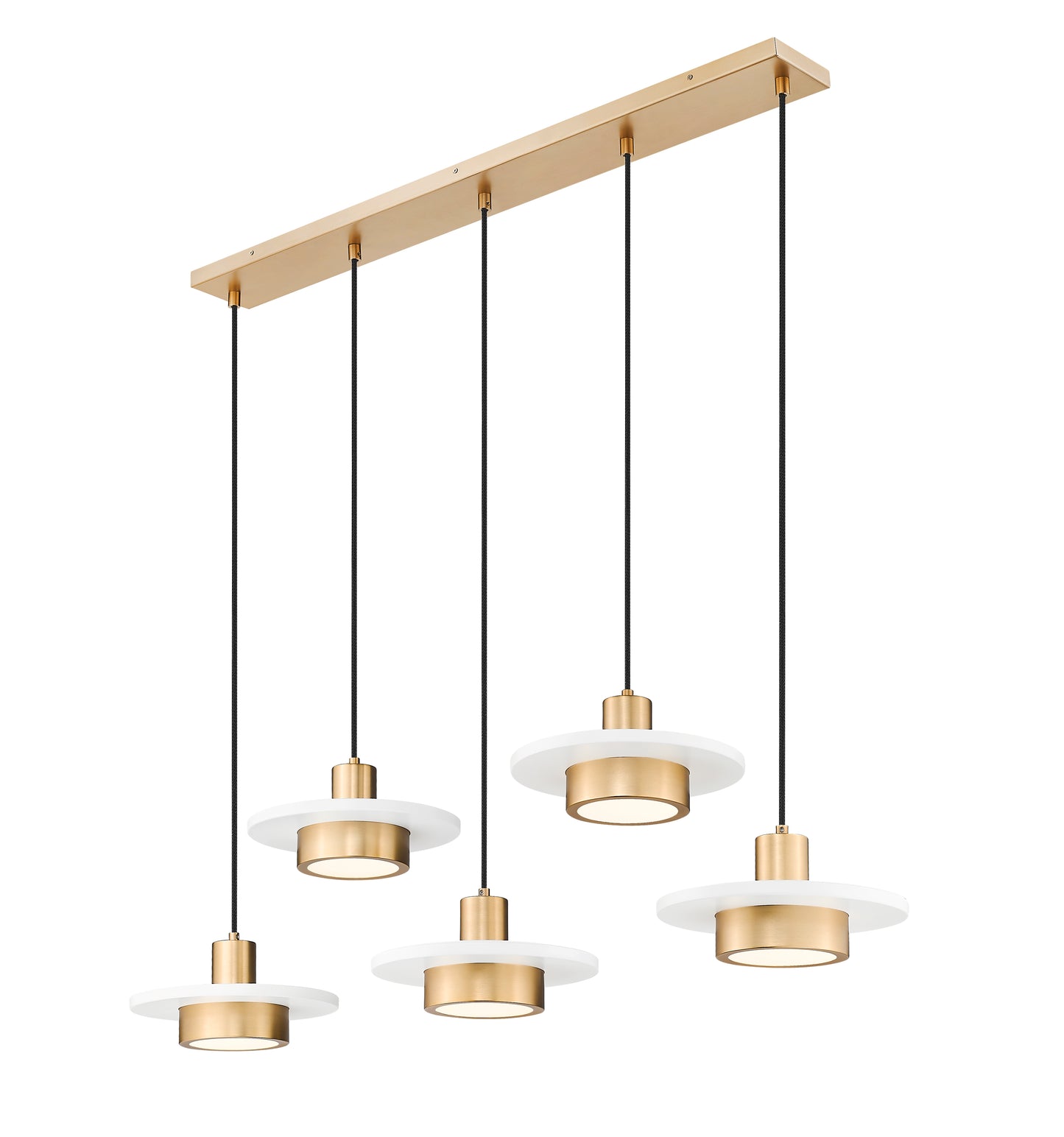 829P12-5L-MW-MGLD-LE - Ludo 5 Light Linear 52" Chandelier - Matte White / Modern Gold