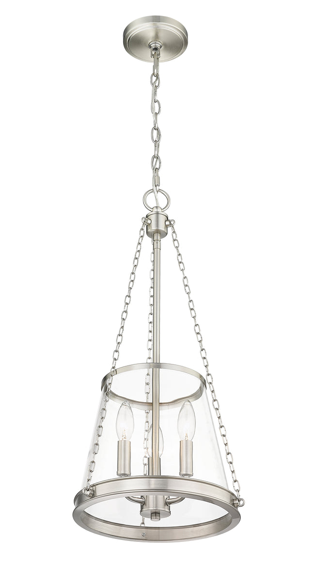 341P12-BN - Prescott 3 Light 12" Pendant - Brushed Nickel