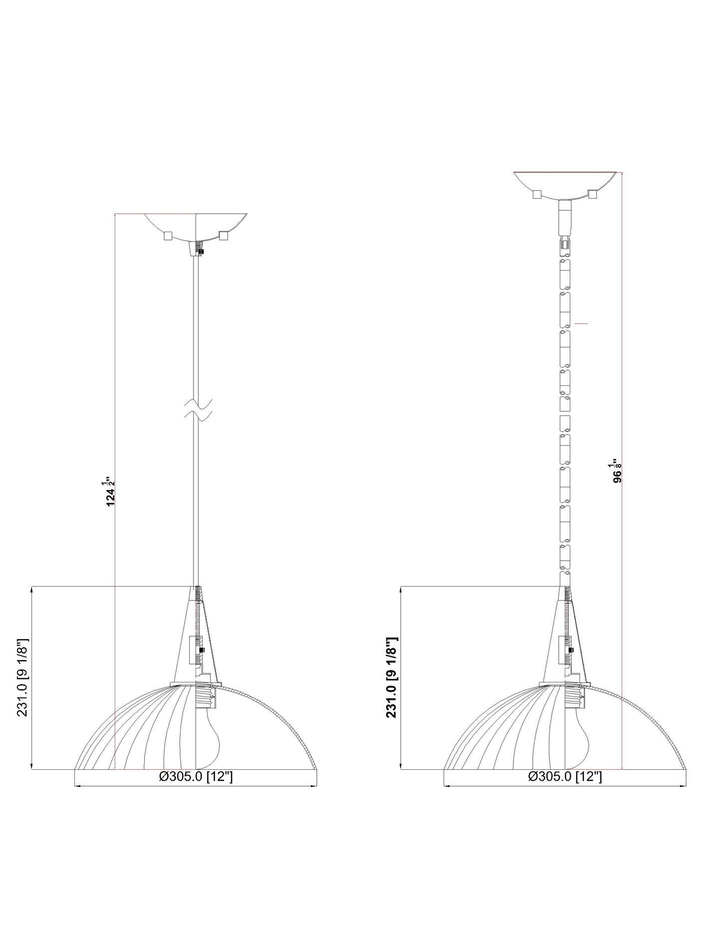 3051P12-MGLD - Lunelle 1 Light 12" Pendant - Modern Gold