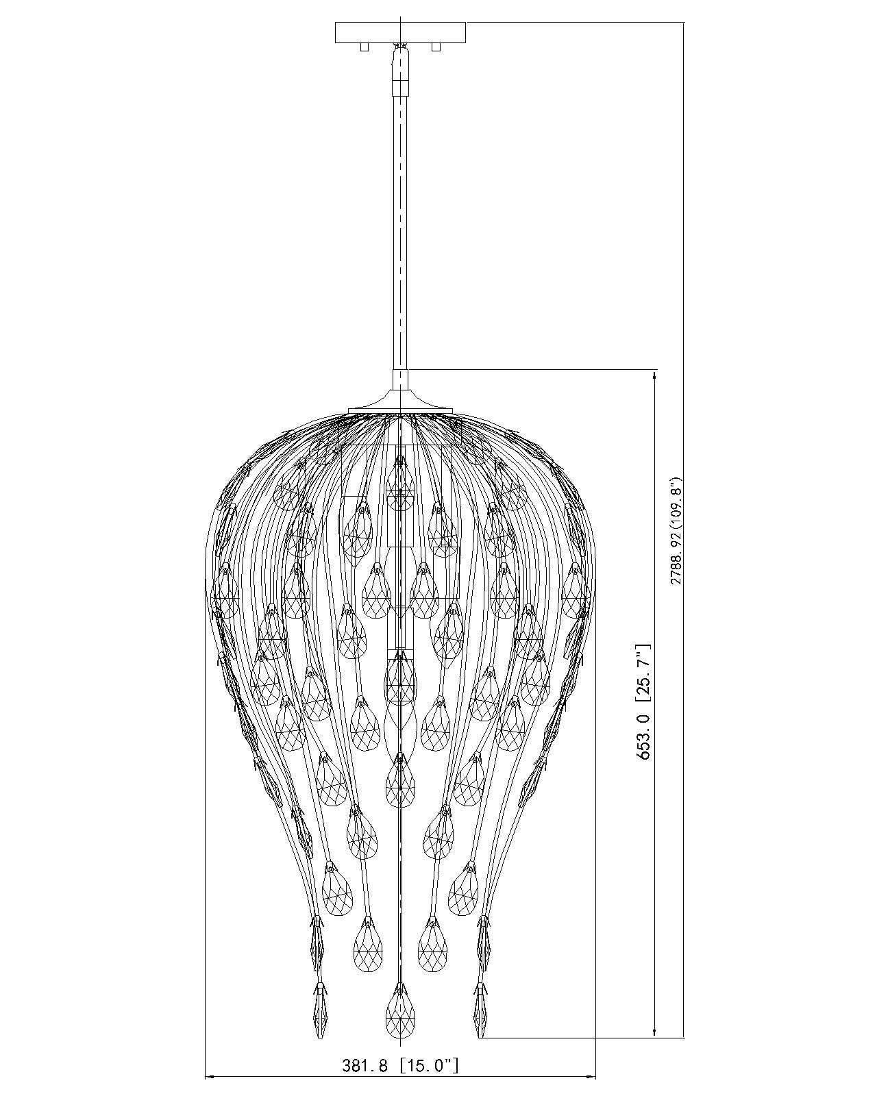 1957P15-BN - Gabriella 5 Light 15" Pendant - Brushed Nickel