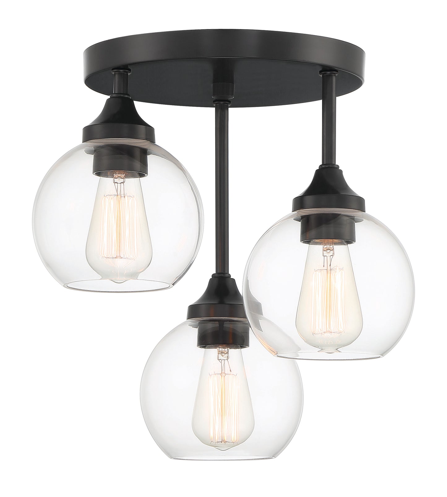 56253-FB - Glenda 3 Light 14.25" Wide Semi Flush Mount - Flat Black