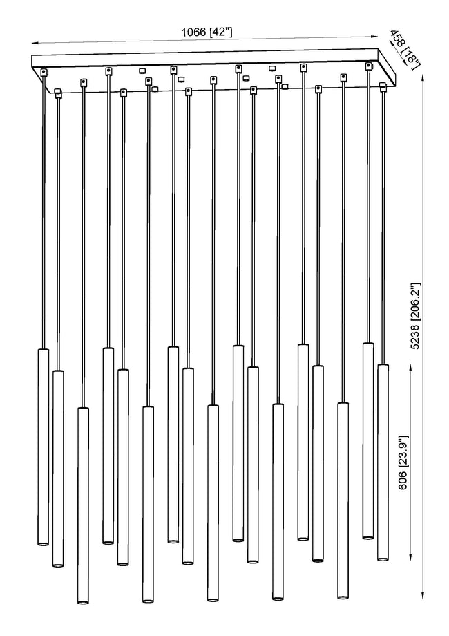 919MP24-17L-BN-LED - Forest 17 Light Linear 42" Chandelier - Brushed Nickel