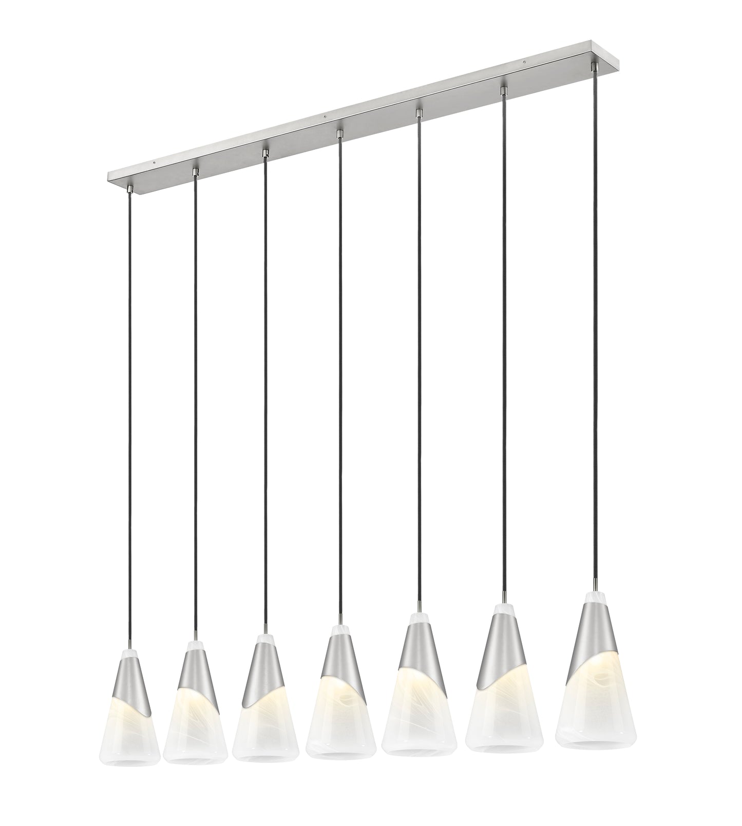 828P7-7L-BN - Aimie 7 Light Linear 54" Chandelier - Brushed Nickel