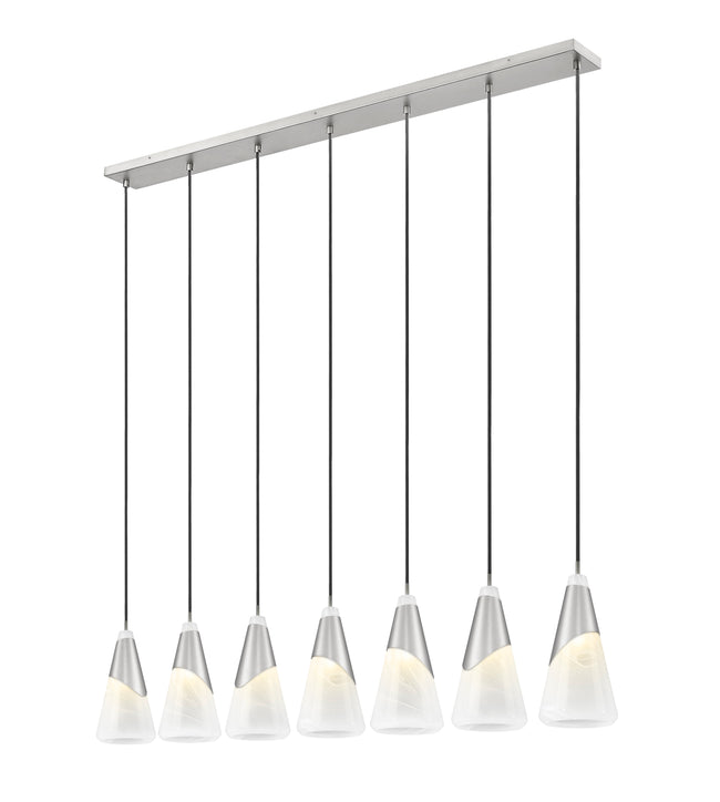 828P7-7L-BN - Aimie 7 Light Linear 54" Chandelier - Brushed Nickel