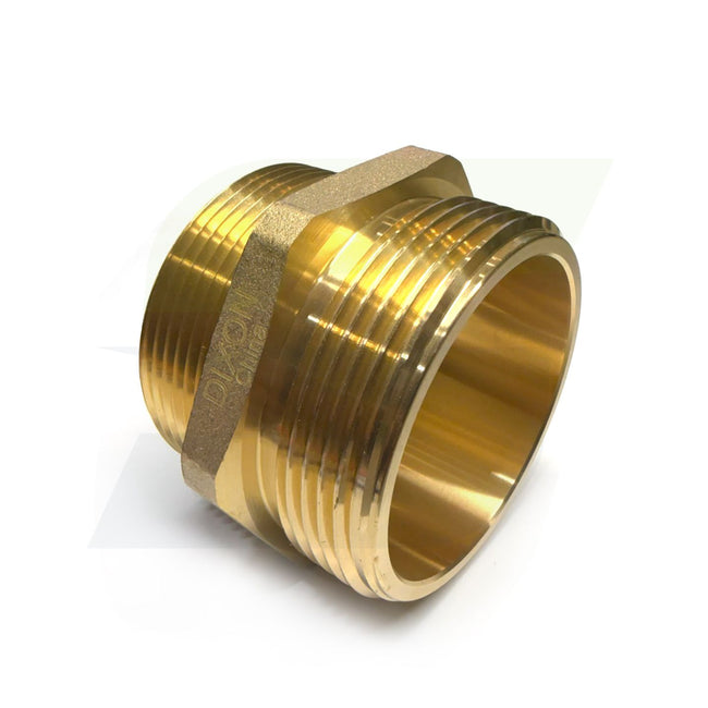 DMH2525F - 2-1/2" NPT x 2-1/2" NST (NH) Cast Brass Double Male Hex Nipple