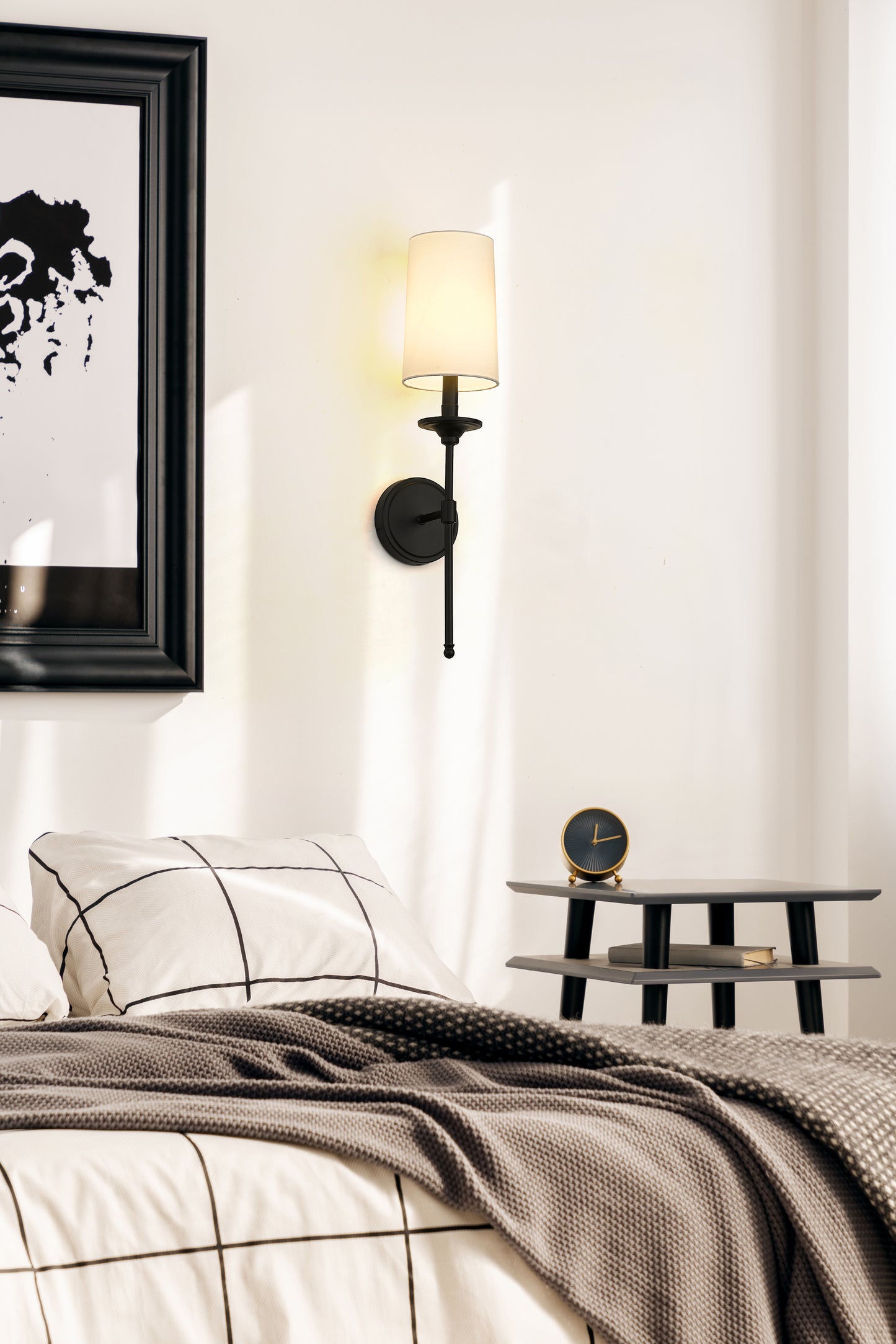 3033-1S-MB - Emily 1 Light Wall 24" Sconce - Matte Black