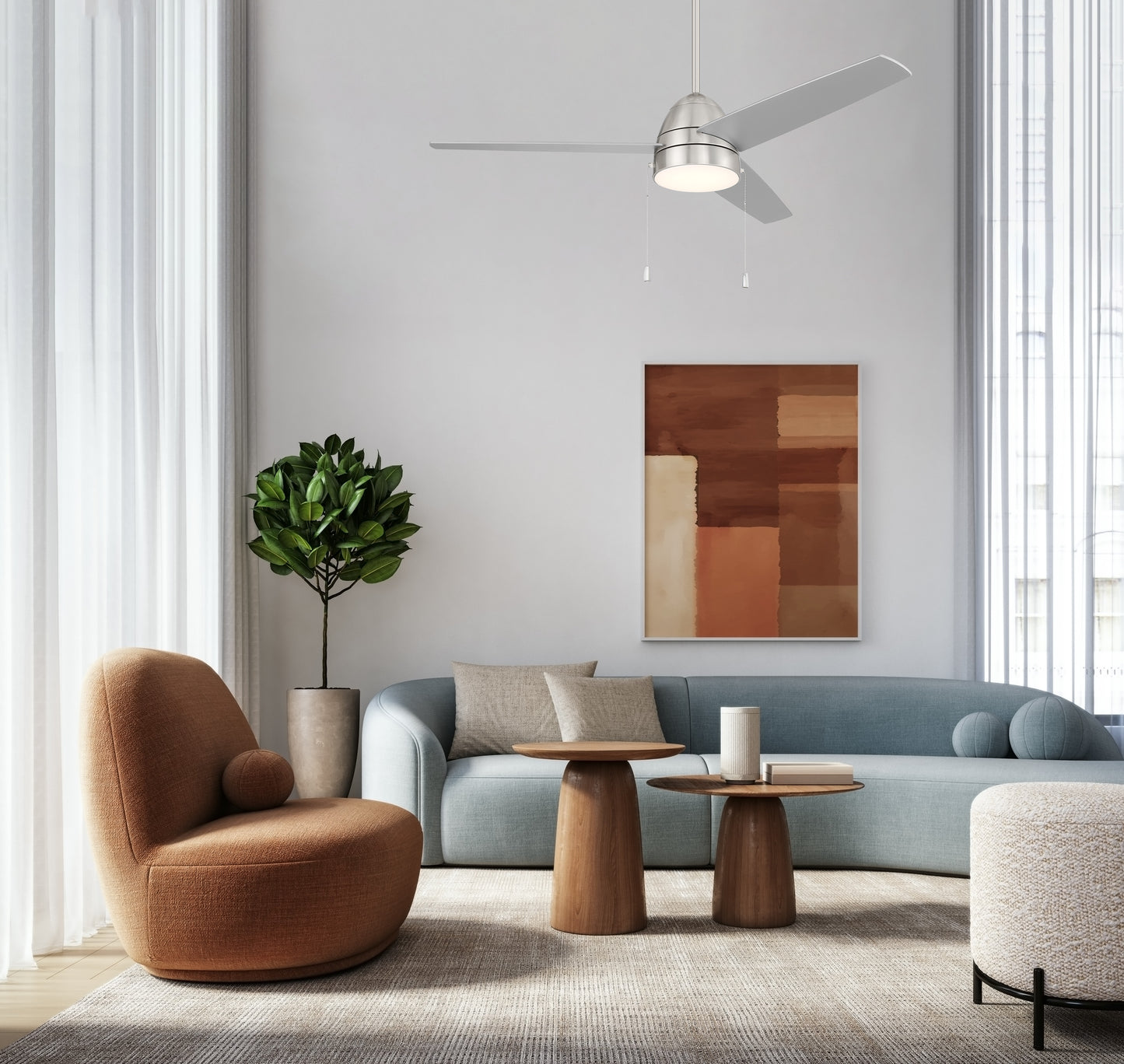 CZY52BNK3 - Cozy 52" 3-Blade Ceiling Fan 52" 3 Blade Ceiling Fan with Light Kit - Brushed Nickel