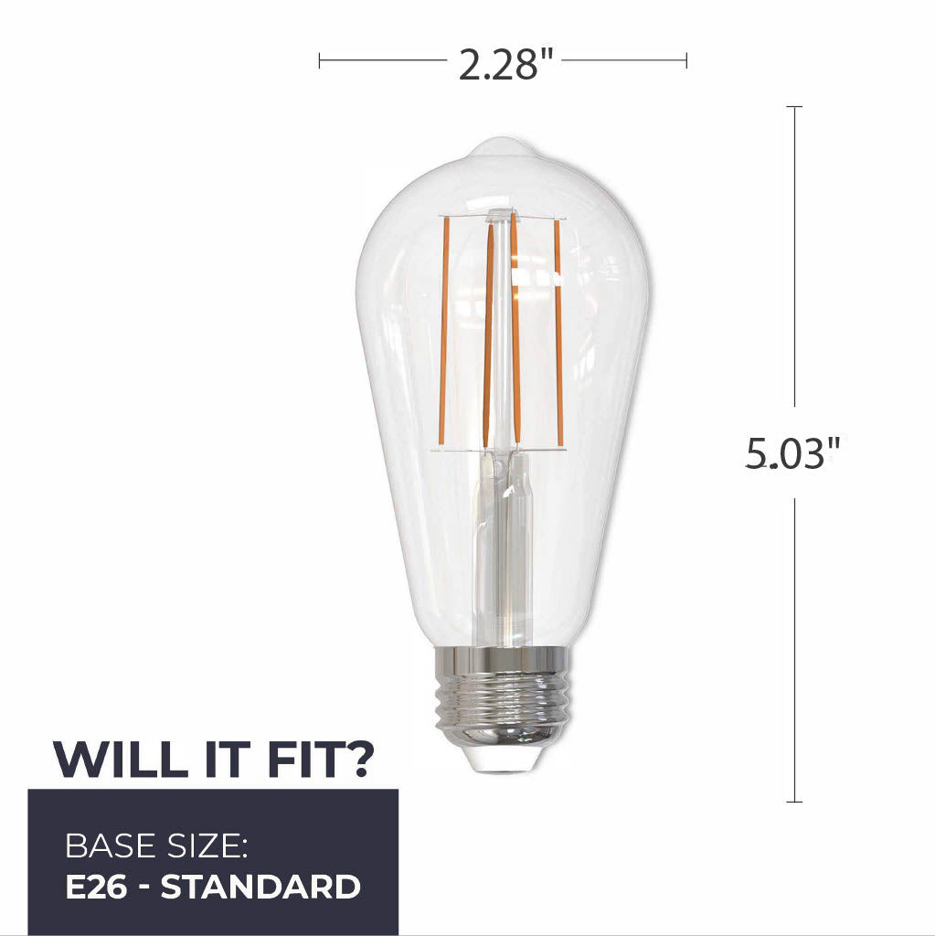 776224 - Dimmable Clear ST18 LED Light Bulb - 7.6 Watt - 3000K - 10 Pack