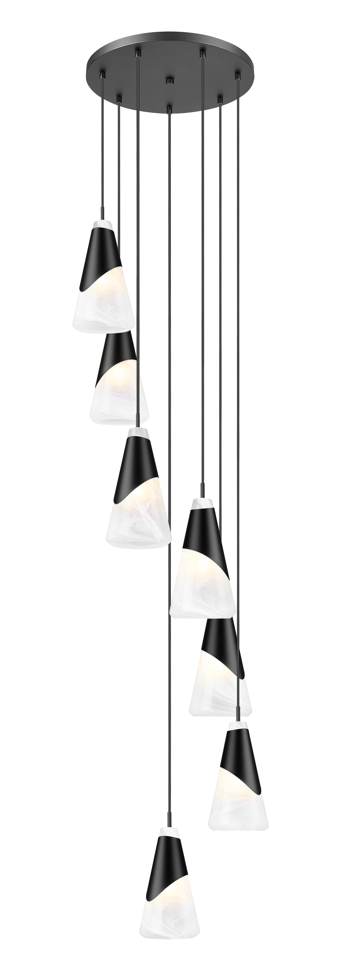 828P6-7R-MB - Aimie 7 Light 18" Chandelier - Matte Black