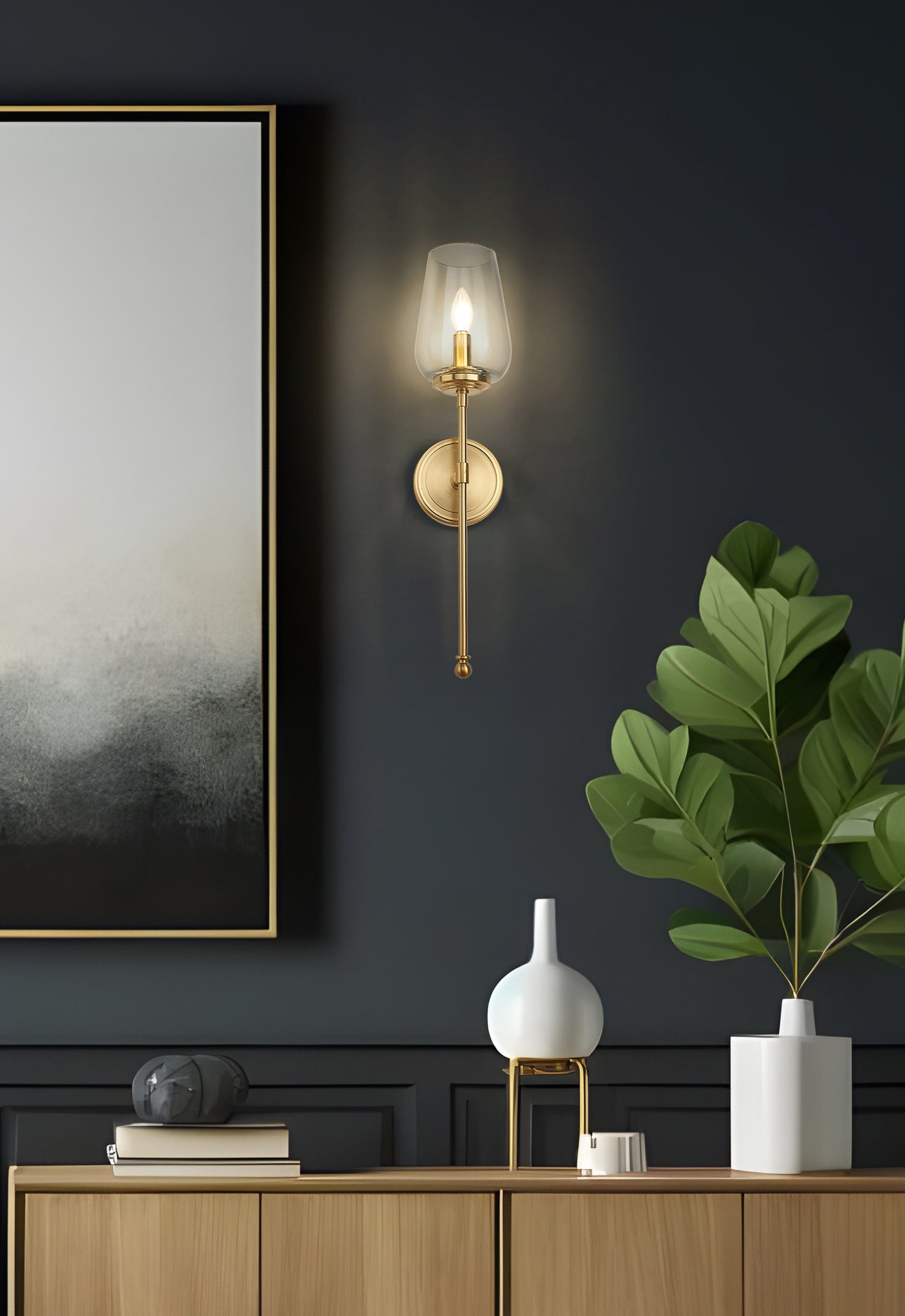 2012-1S-MGLD - Dominique 1 Light Wall 25" Sconce - Modern Gold