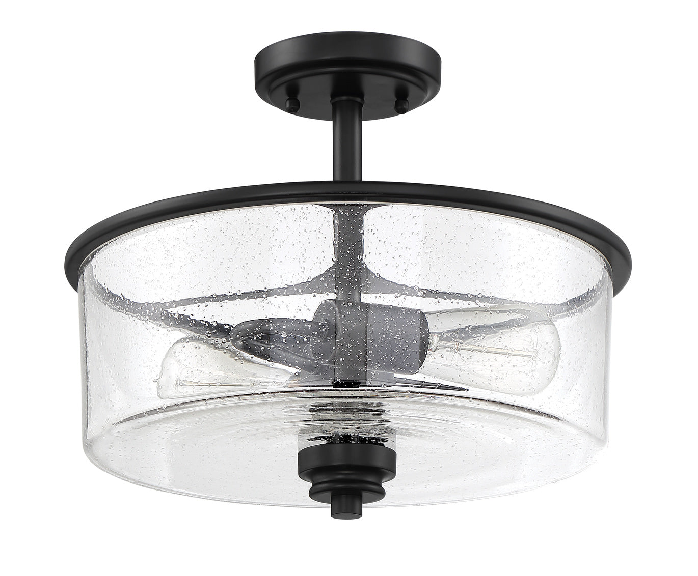 50552-FB - Bolden 2 Light 15" High Semi Flush Mount - Flat Black