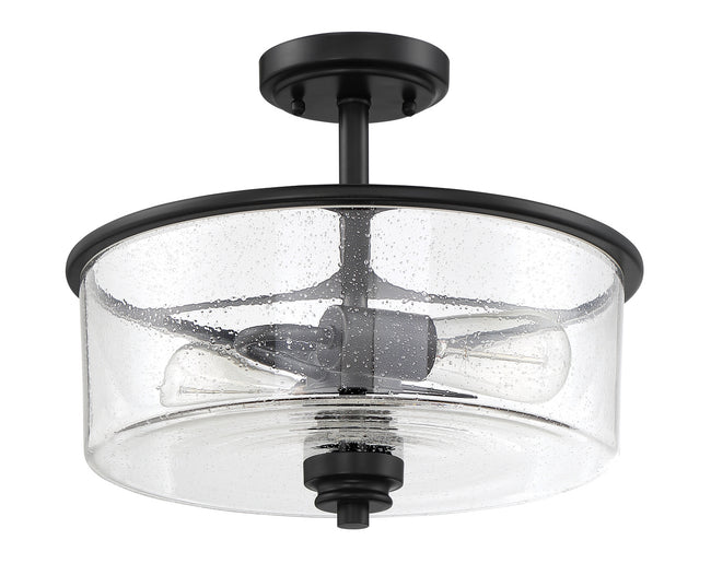 50552-FB - Bolden 2 Light 15" High Semi Flush Mount - Flat Black