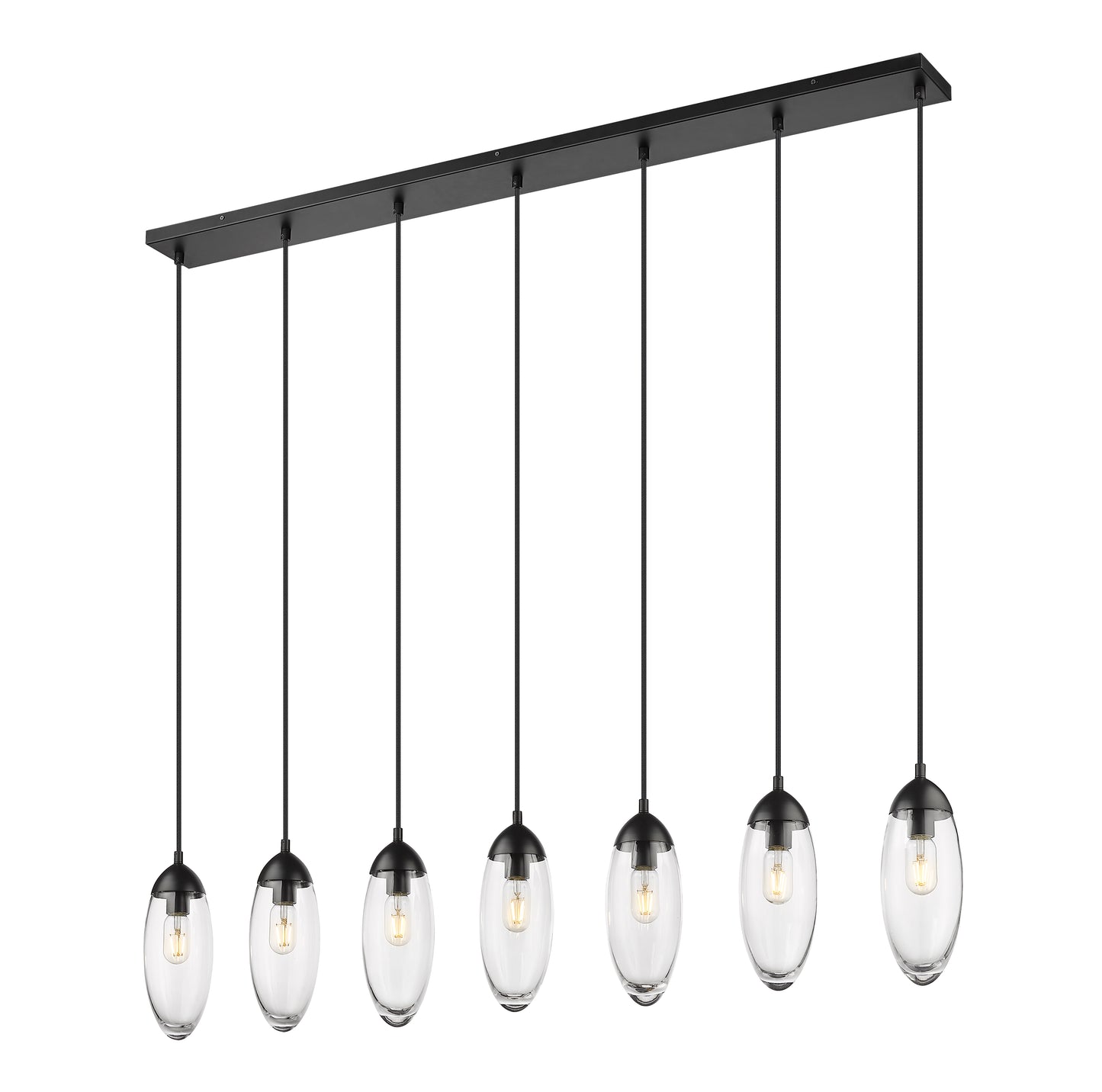 651P-7L-MB - Arden 7 Light Linear 54" Chandelier - Matte Black