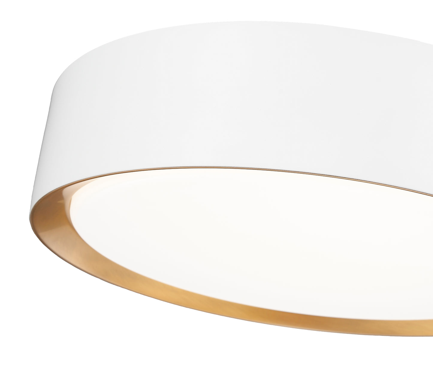 1014F12-MW-MGLD-LED - Kawan 1 Light Flush 12" Mount - Matte White / Modern Gold
