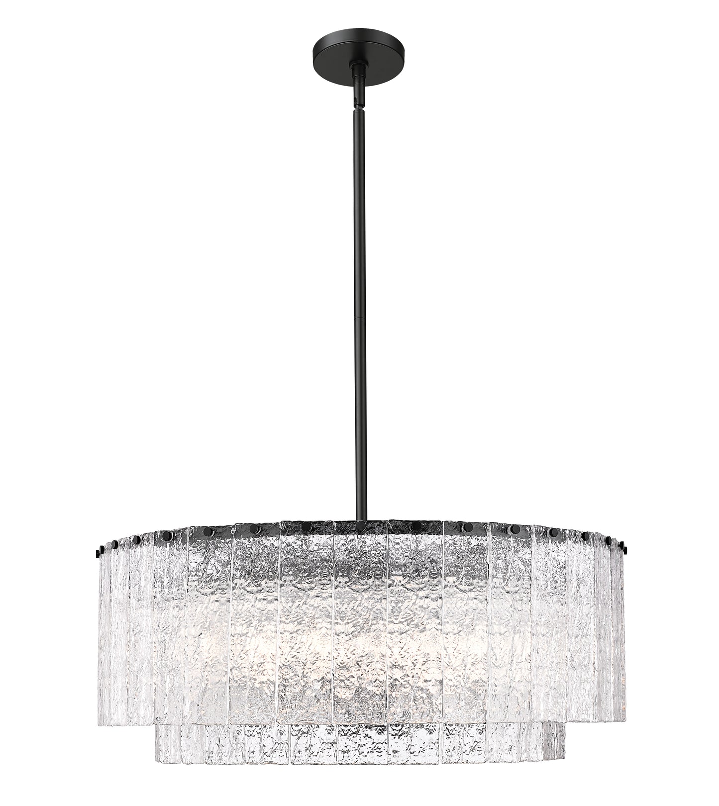1943P32-2-MB - Glacier 12 Light 33" Pendant - Matte Black