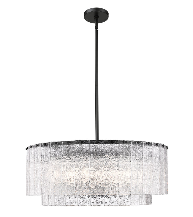 1943P32-2-MB - Glacier 12 Light 33" Pendant - Matte Black
