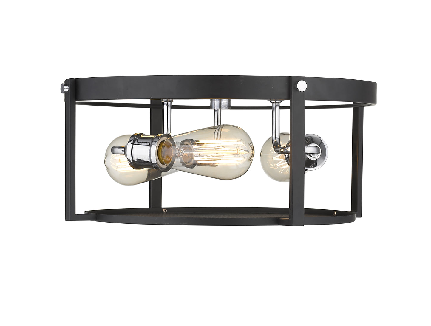 723F15-MB+CH - Halcyon 3 Light Flush 16" Mount - Matte Black / Chrome