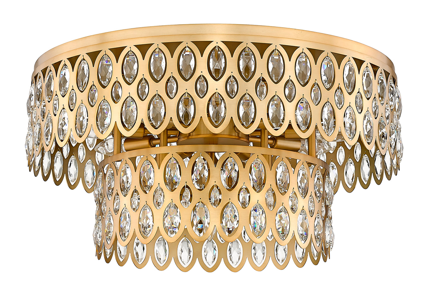 822F24-HB - Dealey 12 Light Flush 24" Mount - Heirloom Brass