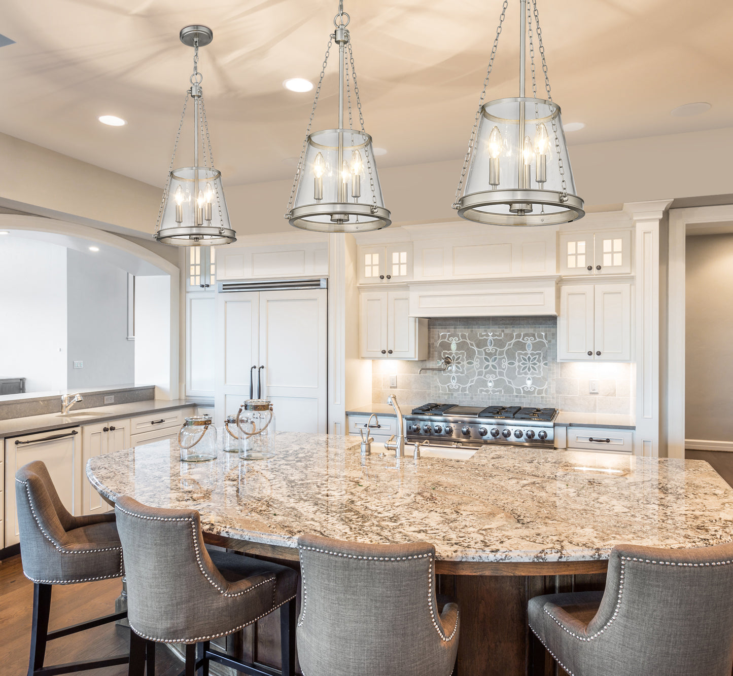 341P12-BN - Prescott 3 Light 12" Pendant - Brushed Nickel
