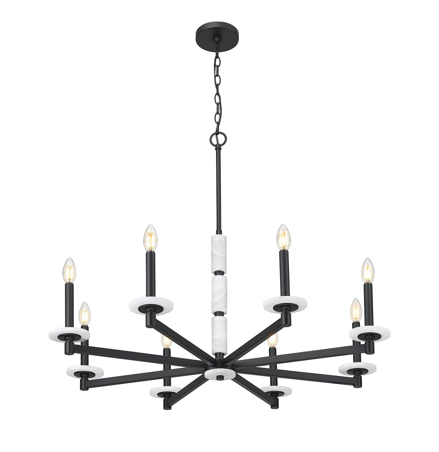 3045-8MB - Kaden 8 Light 36" Chandelier - Matte Black
