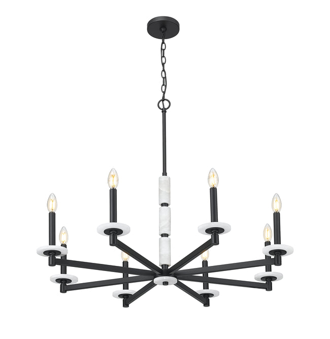 3045-8MB - Kaden 8 Light 36" Chandelier - Matte Black