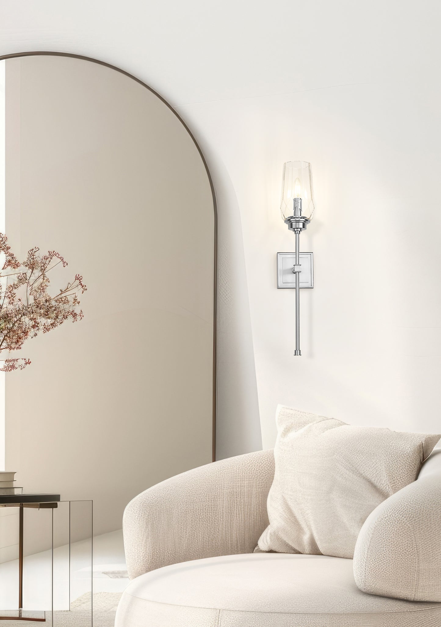2015-1S-BN - Cosmo 1 Light Wall 25" Sconce - Brushed Nickel