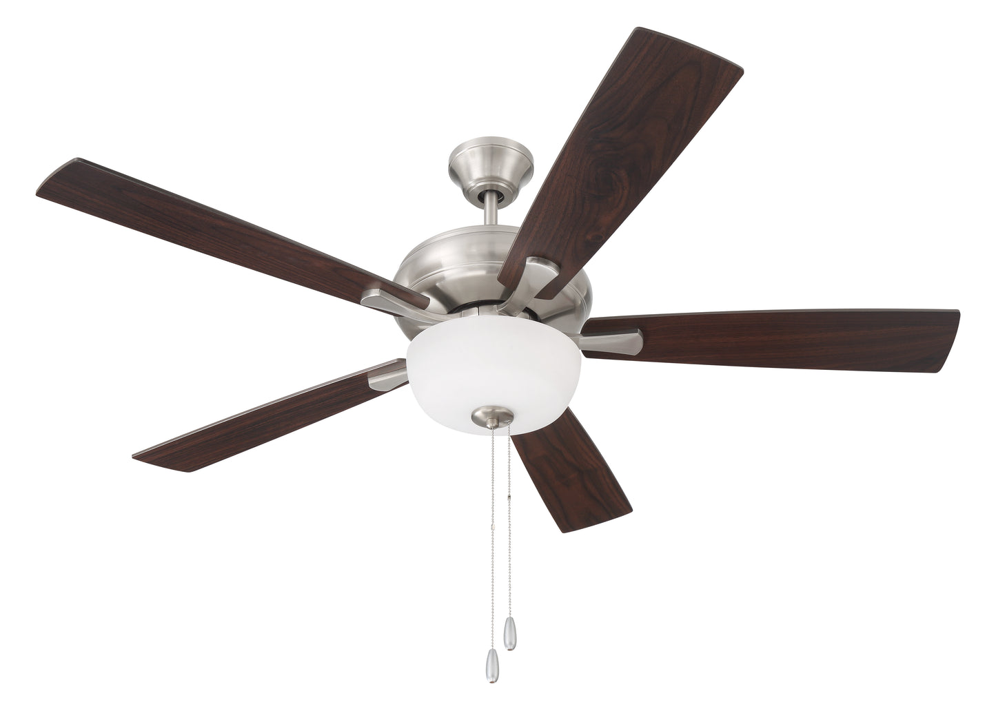 ECF211BNK5-DWWLN - EOS 2 Light Frosted White Bowl 52" Ceiling Fan 52" 5 Blade Ceiling Fan with Light Kit - Brushed Nickel