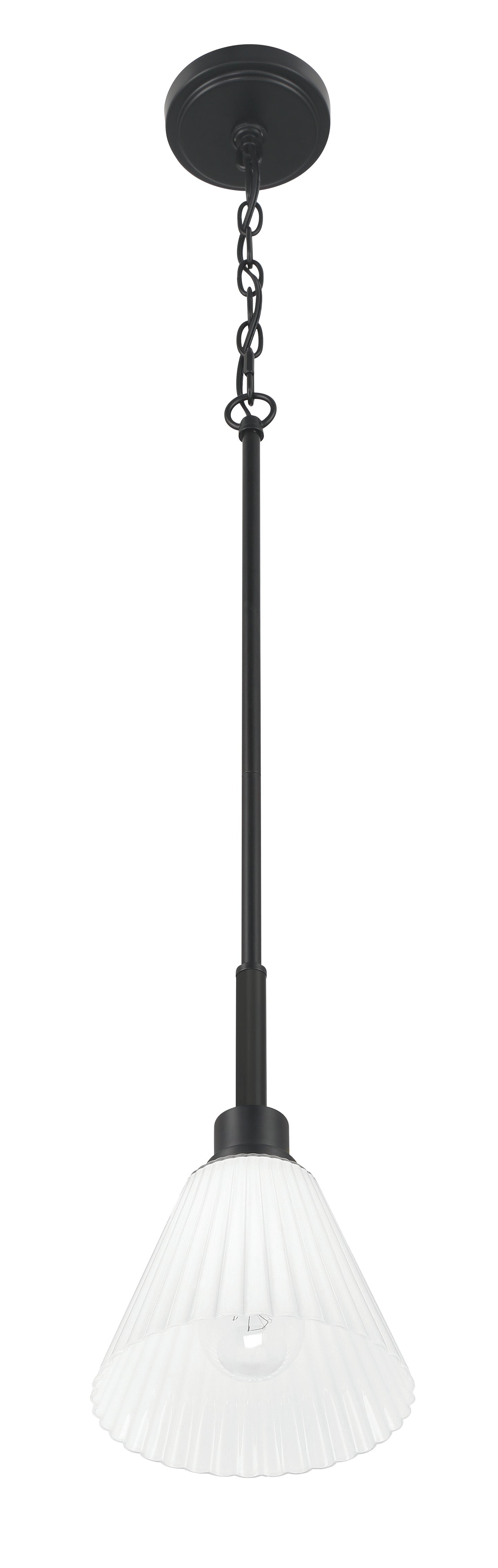 62391-FB - Pleated II 1 Light 7.13" Wide Mini Pendant - Flat Black