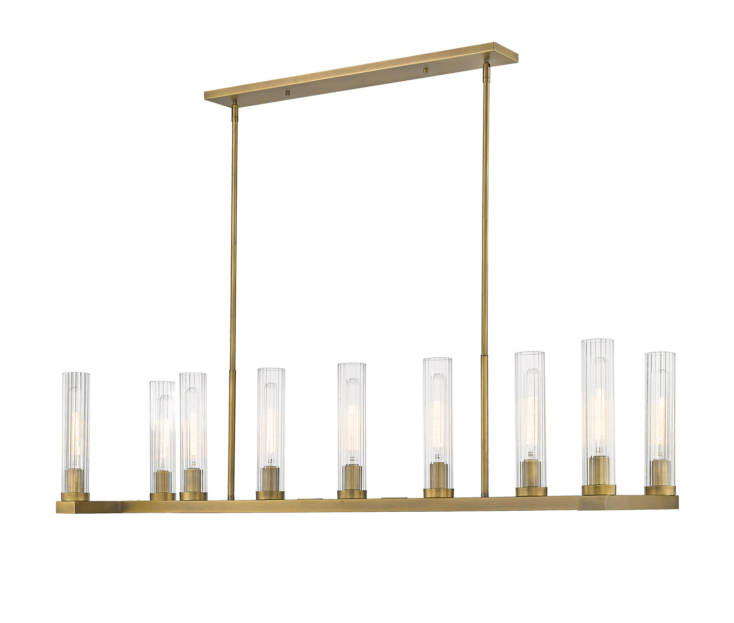 3031-9L-RB - Beau 9 Light Linear 56" Chandelier - Rubbed Brass