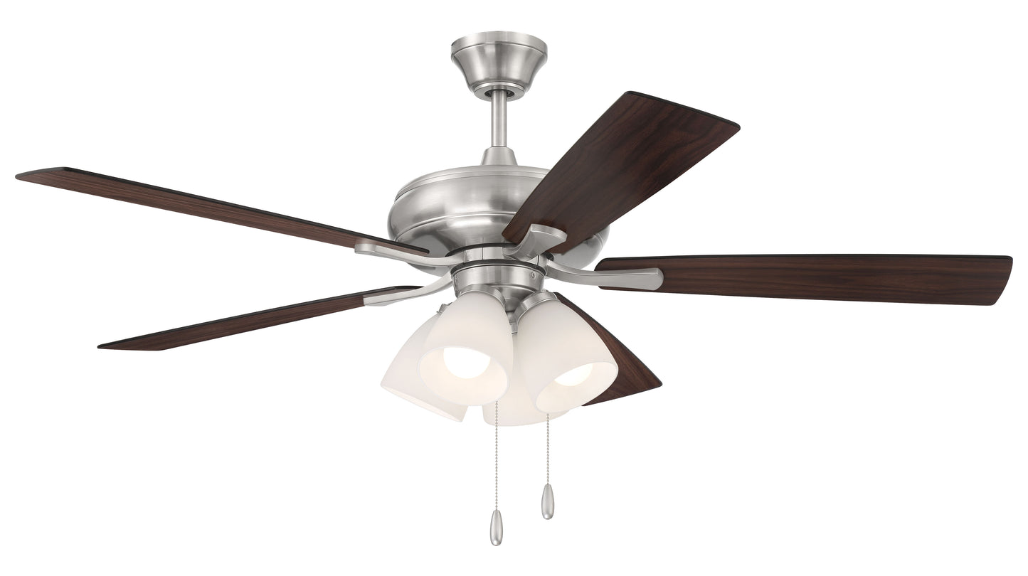 ECF114BNK5-DWWLN - Eos Frost 4 Light 52" 5 Blade Ceiling Fan with Light Kit - Brushed Nickel