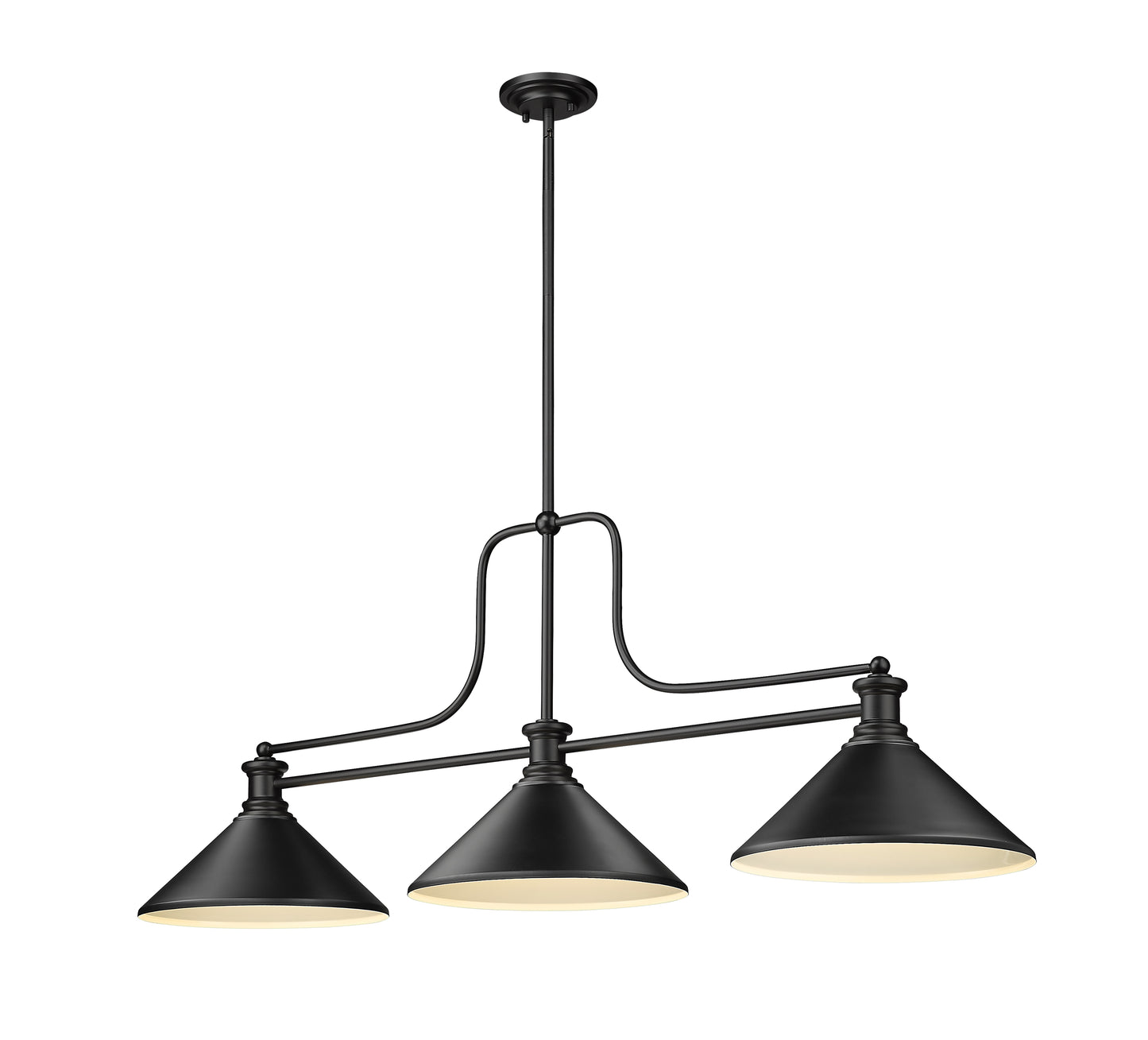 725-3MB-MMB - Melange 3 Light 52" Billiard - Matte Black