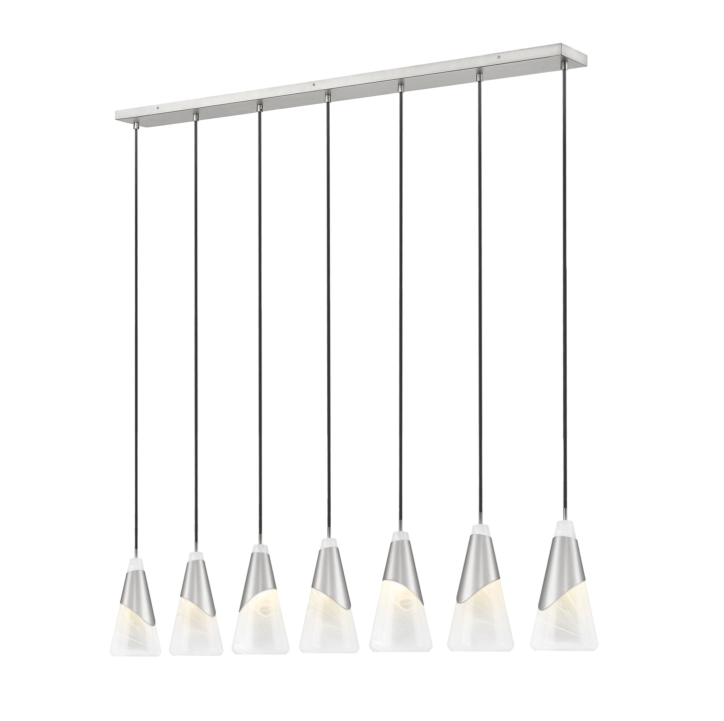 828P7-7L-BN - Aimie 7 Light Linear 54" Chandelier - Brushed Nickel