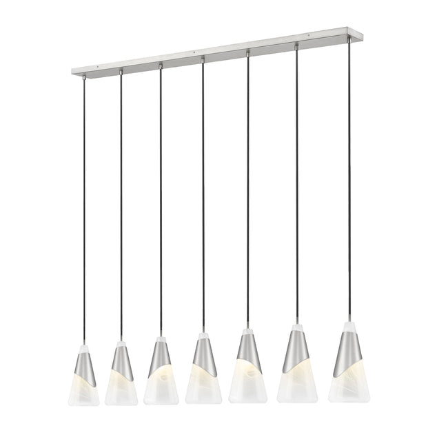 828P7-7L-BN - Aimie 7 Light Linear 54" Chandelier - Brushed Nickel