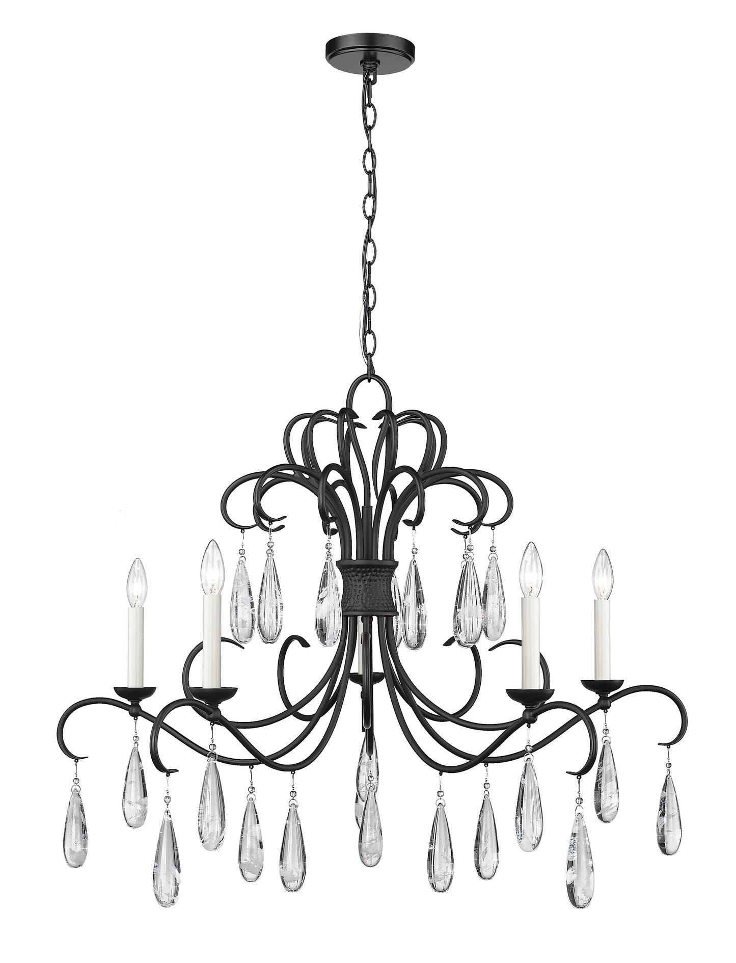3039-38MB - Amara 5 Light 38" Chandelier - Matte Black