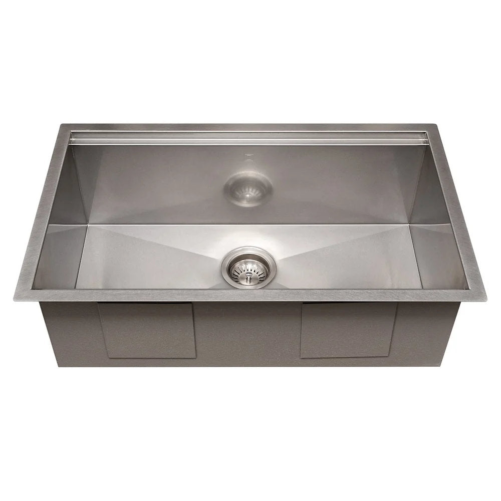 SLS-33 - 33" Garmisch Undermount Single Bowl Stainless Steel Kitchen Sink with Bottom Grid and Accessories