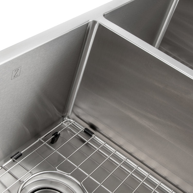 SR50D-33 - 33" Anton Undermount Double Bowl Stainless Steel Kitchen Sink with Bottom Grid
