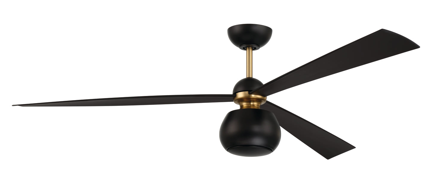 OTT60FBSB3 - Otto 60" 3 Blade Ceiling Fan with Light Kit - Flat Black / Satin Brass