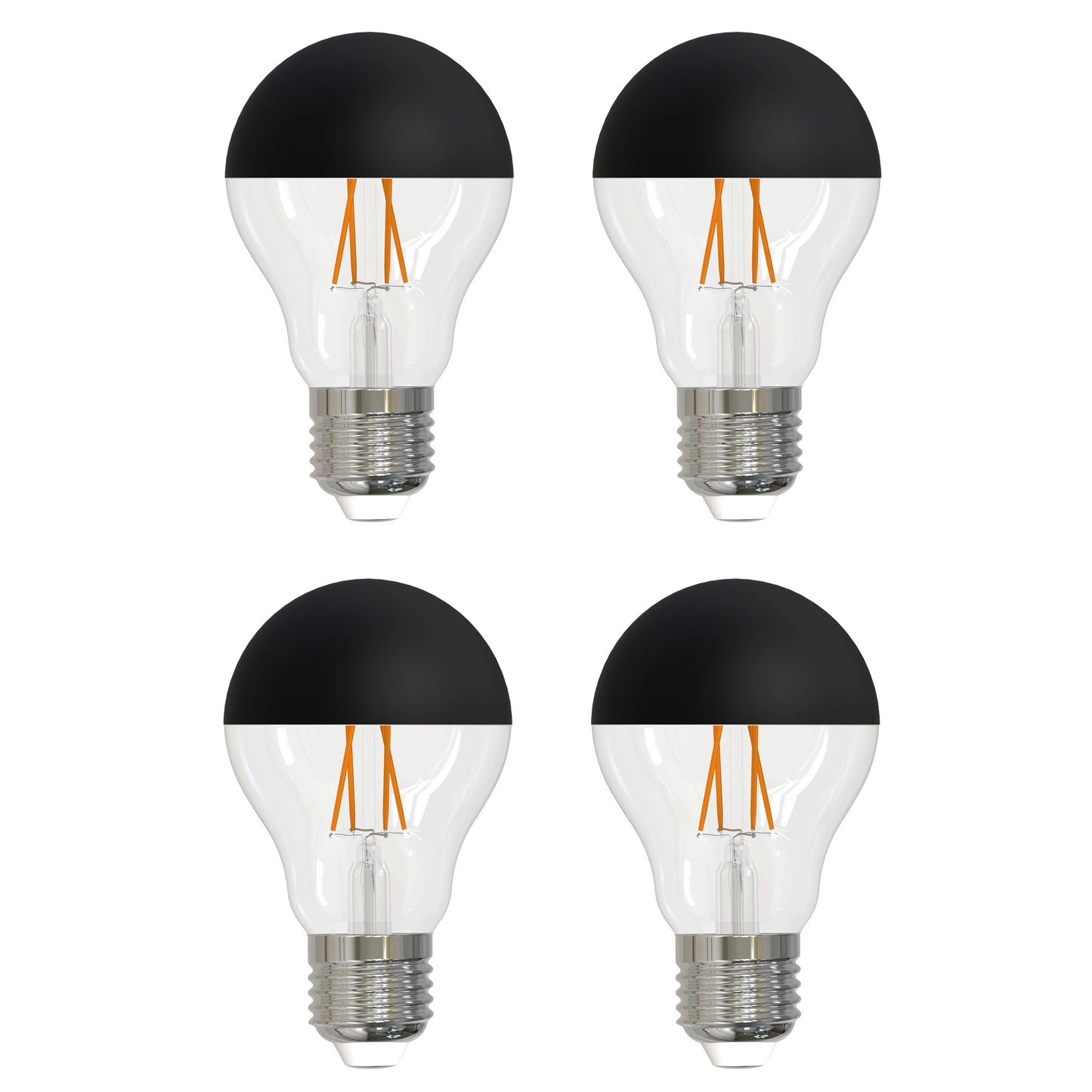 776833 - Filaments Dimmable A19 Half Black Glass Medium Base - 5 Watt - 2700K - 4 Pack