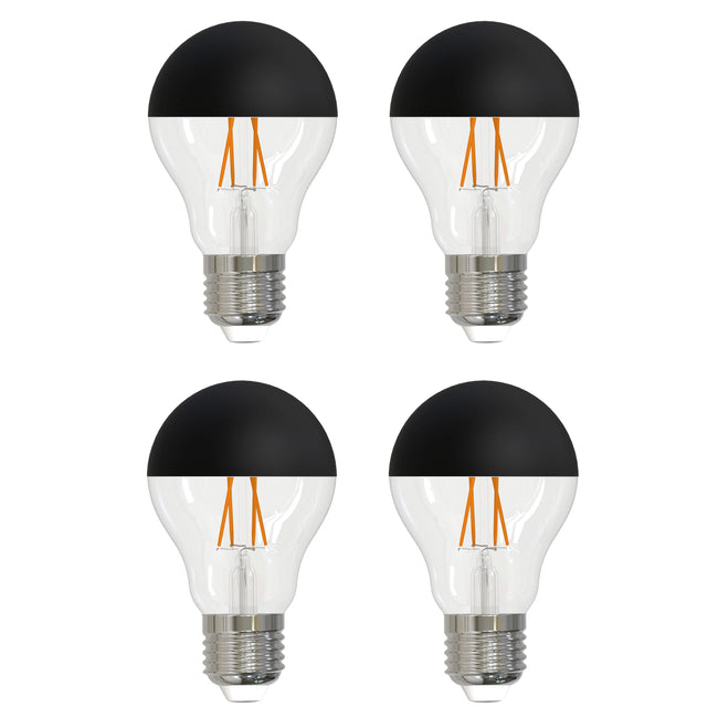 776833 - Filaments Dimmable A19 Half Black Glass Medium Base - 5 Watt - 2700K - 4 Pack