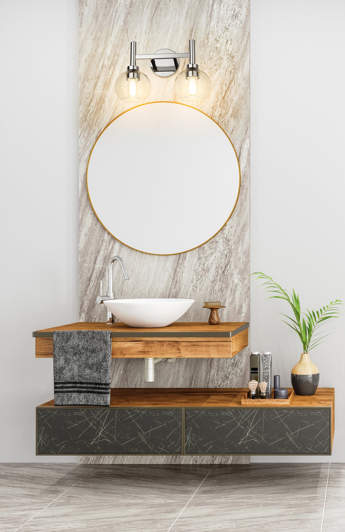 7502-2V-CH - Sutton 2 Light 16" Vanity - Chrome