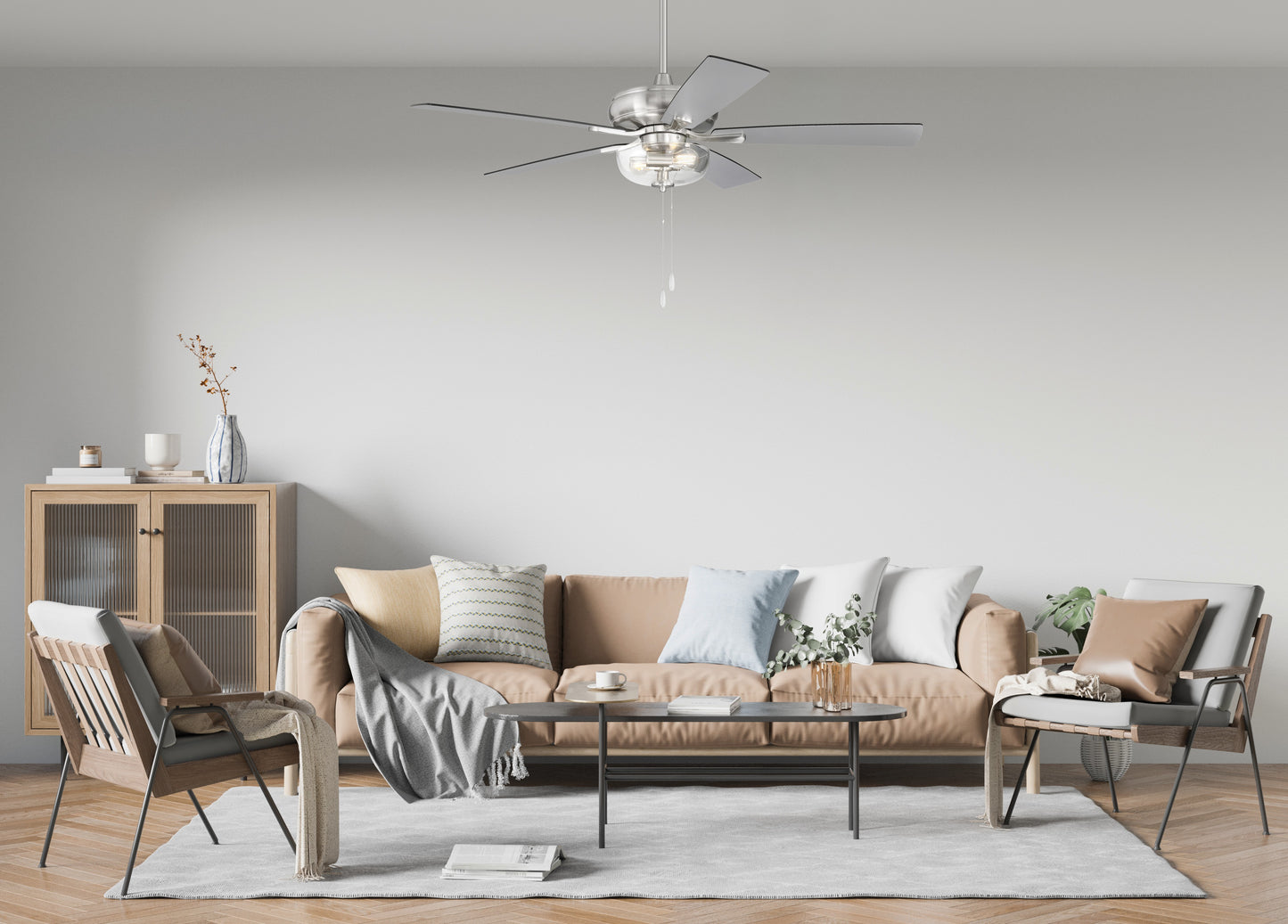 ECF201BNK5-BNGW - EOS 2 Light Clear Bowl 52" Ceiling Fan 52" 5 Blade Ceiling Fan with Light Kit - Brushed Nickel