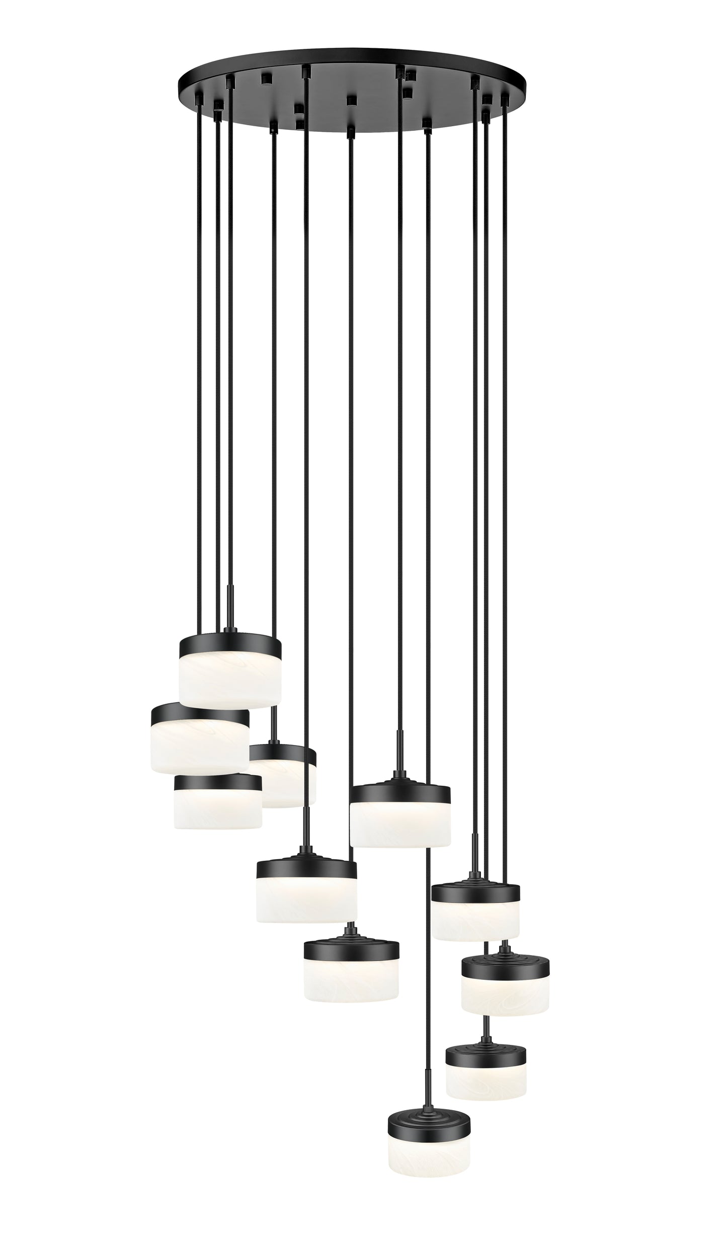 827P6-11R-MB-LED - Renaud 11 Light 28" Chandelier - Matte Black