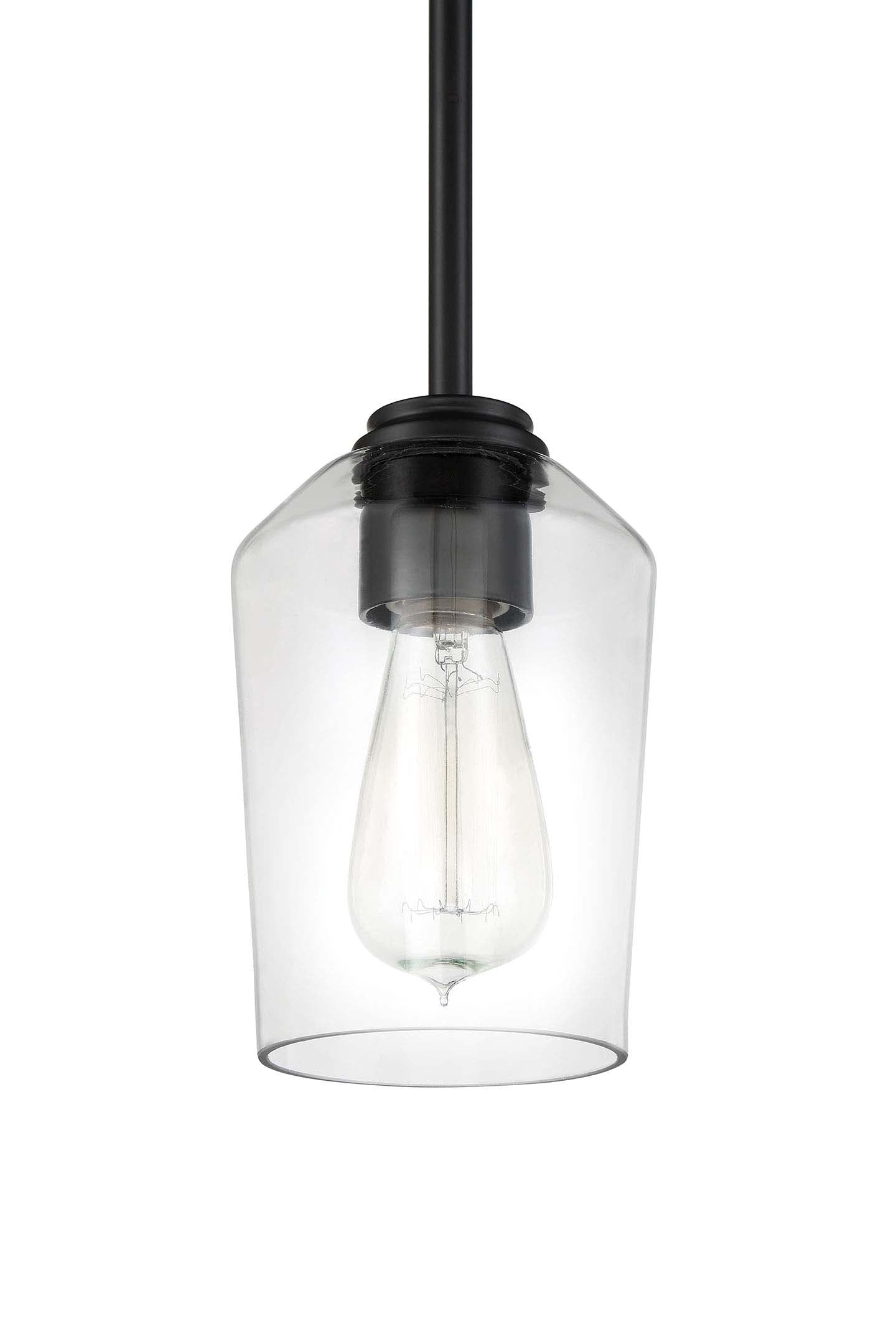 56191-FB - Shayna 1 Light 5.13" Wide Mini Pendant - Flat Black