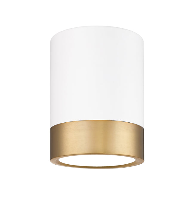 1006F6-MW-MGLD-LED - Algar 1 Light Flush 6" Mount - Matte White / Modern Gold