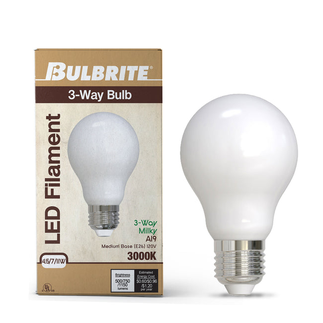 776521 - Milky A19 LED Light Bulb - 4.5/7/11 Watt - 3000K - 2 Pack
