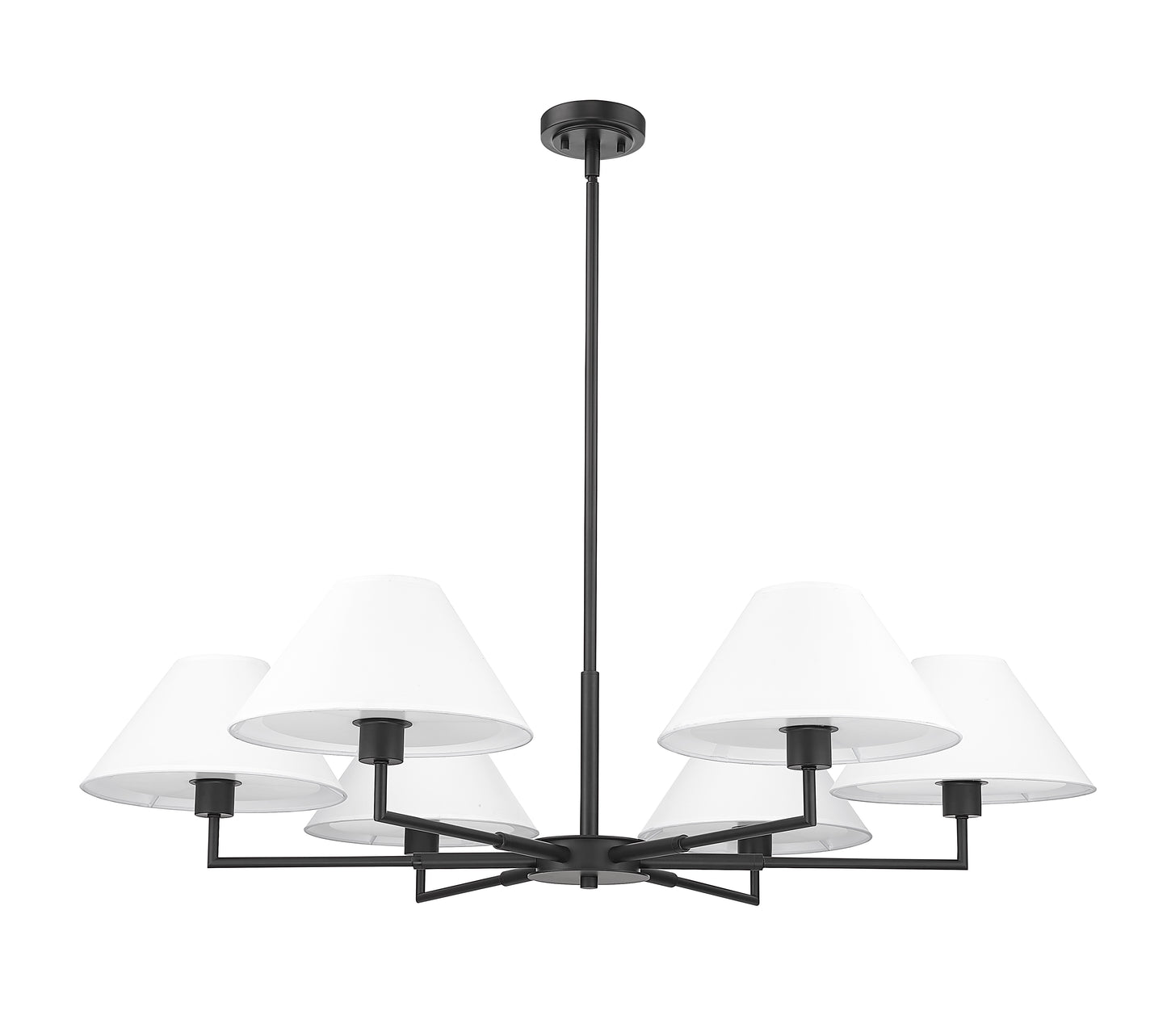 744-44R-MB - Leila 6 Light 44" Chandelier - Matte Black